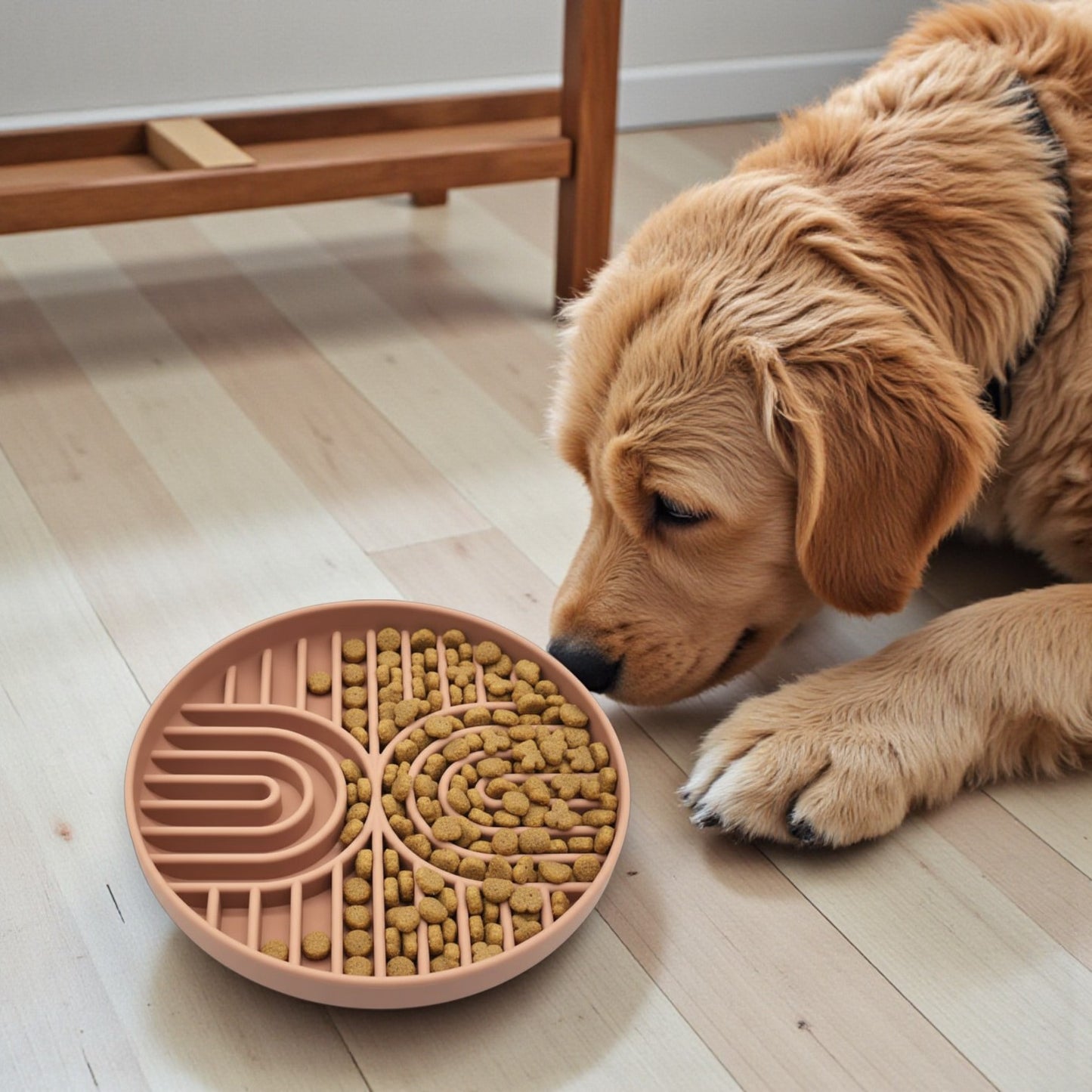 Gamelle anti glouton interactive modèle rose fond antidérapant