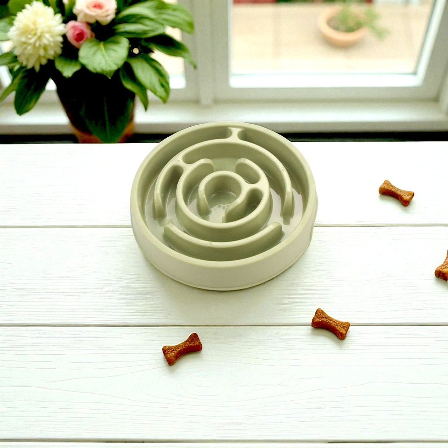 gamelle anti glouton table fleurs