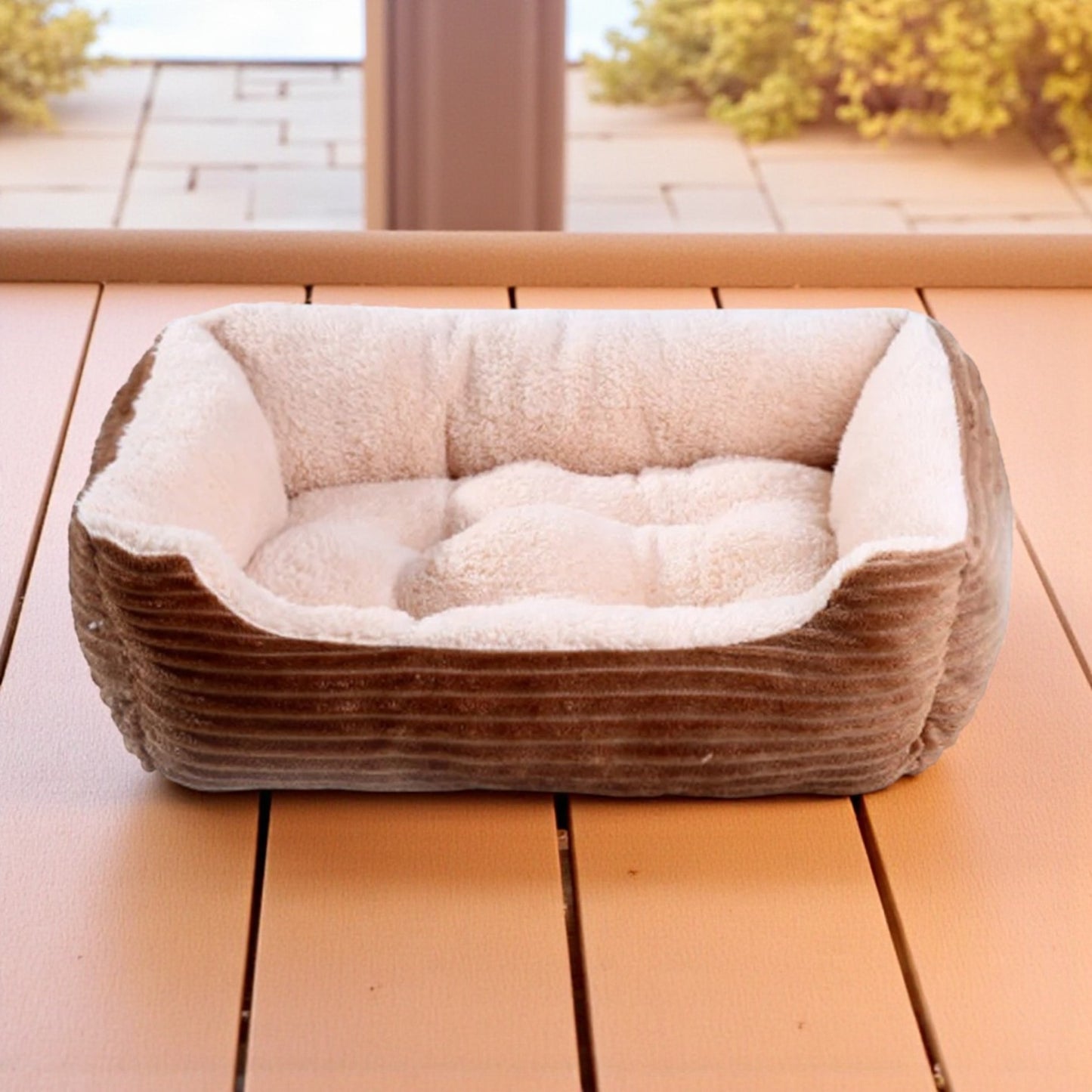 panier chien brun pale