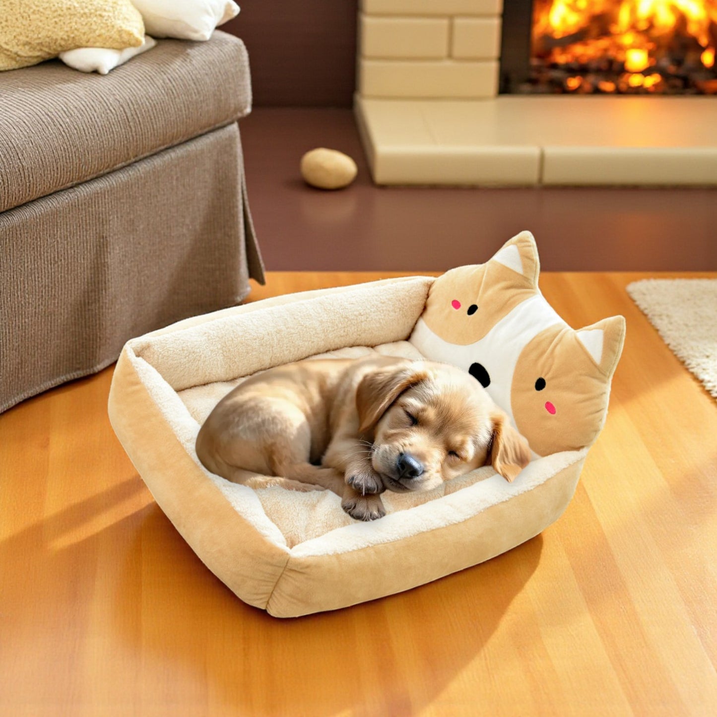 panier chien dessin anime beige