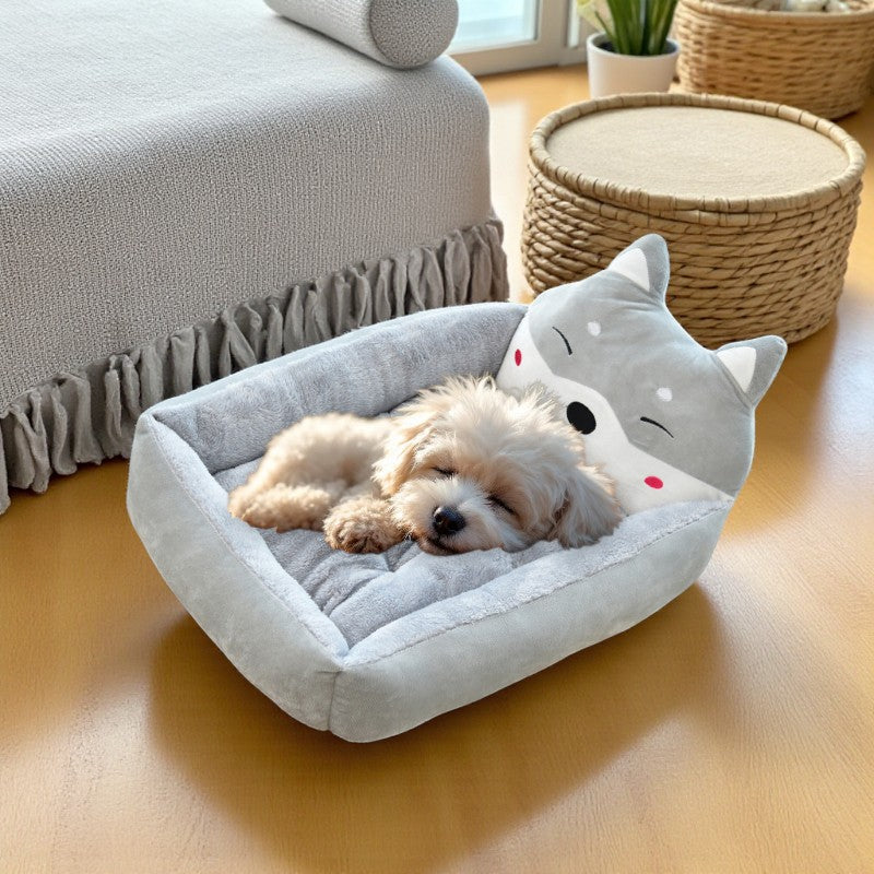 panier chien dessin anime gris chambre