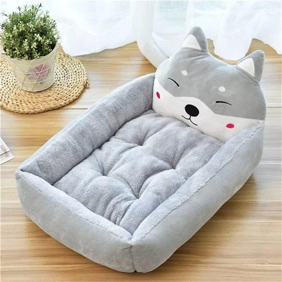 panier chien dessin anime gris