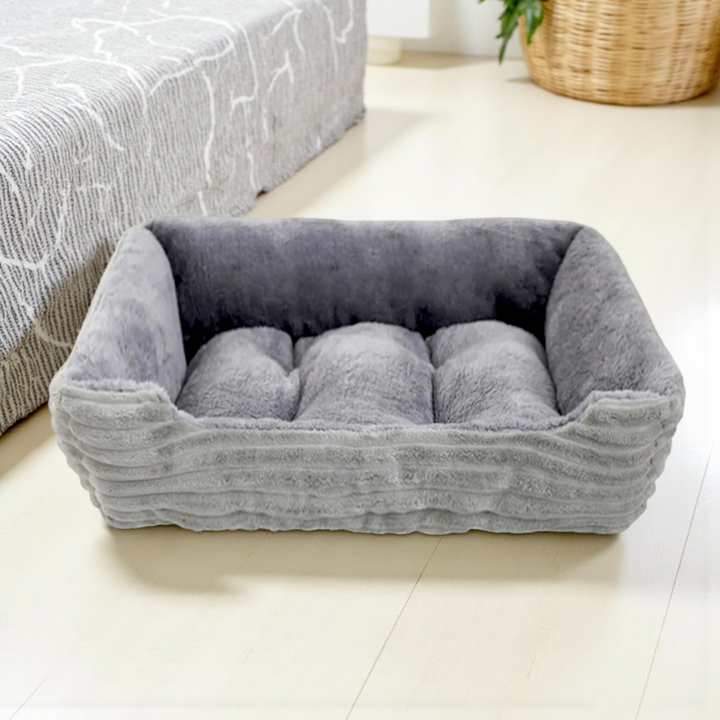 panier chien gris pale