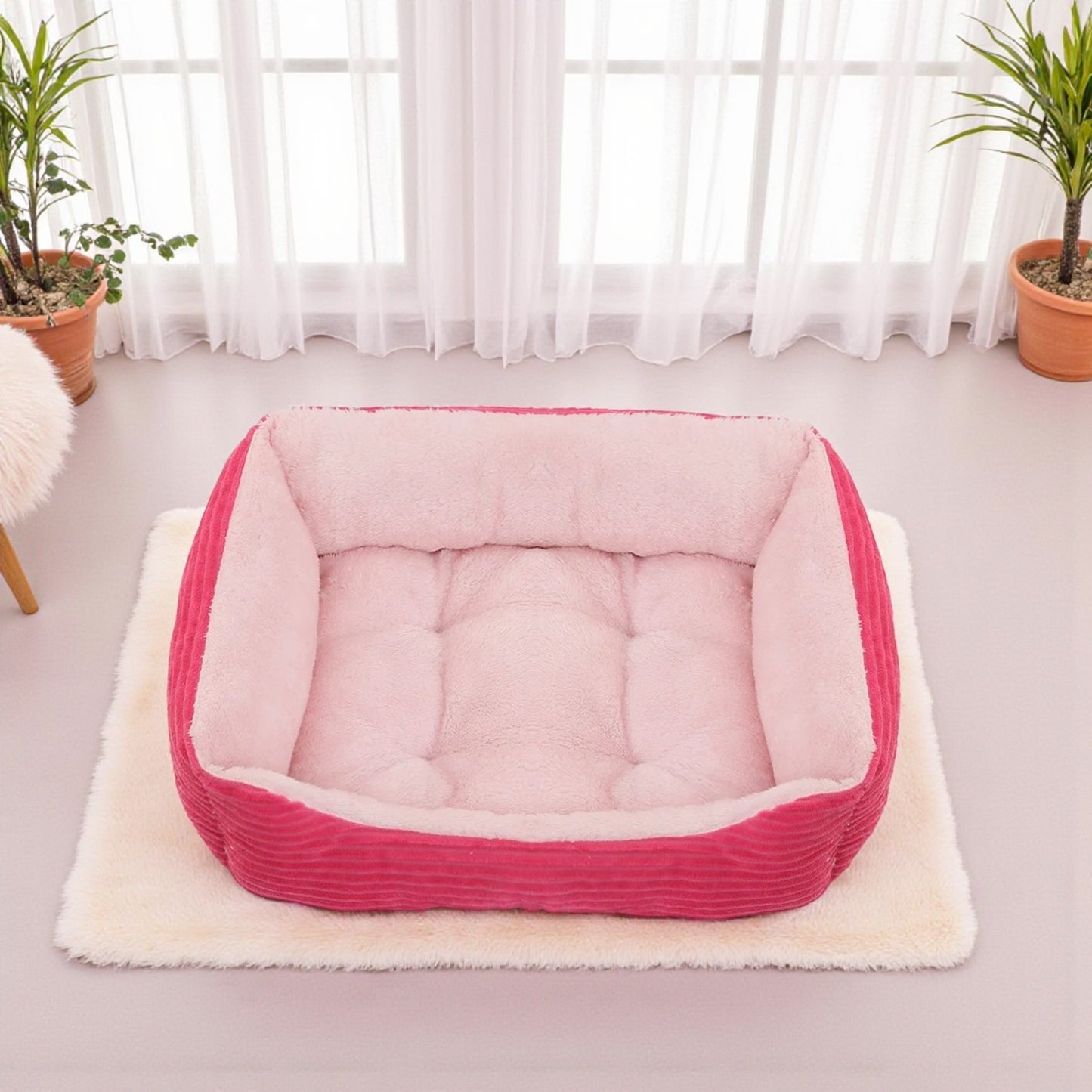 panier chien rose fonce