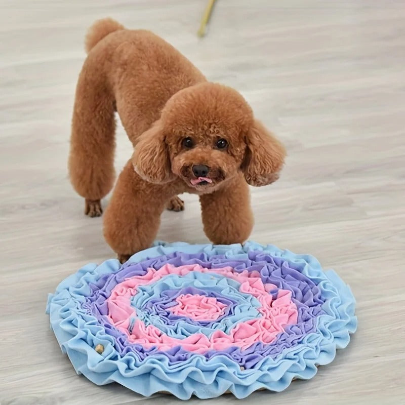tapis de fouille chien bleu mauve rose