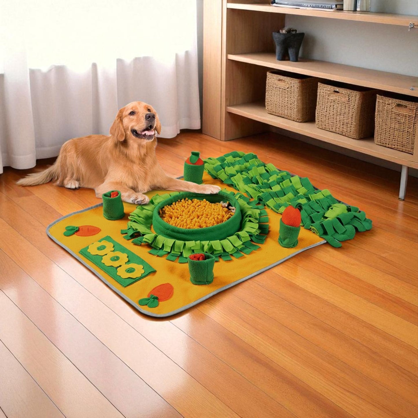 tapis de fouille chien sur plancher