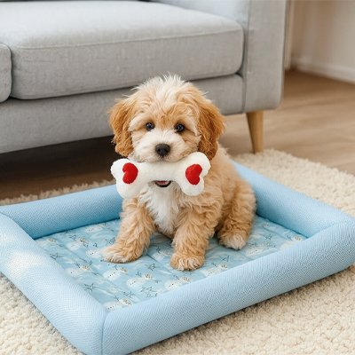 tapis rafraichissant chien bleu os