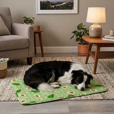 Tapis rafraichissant chien dans un salon