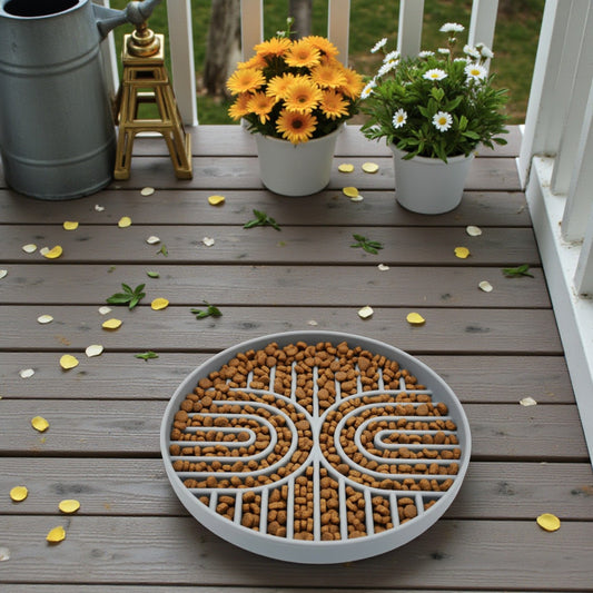 Gamelle anti glouton chien avec double labyrinthe, modèle gris clair