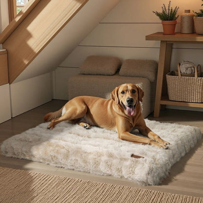lit pour chien en peluche beige