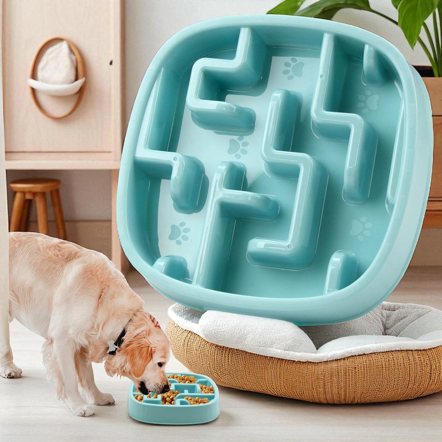 gamelle anti glouton bleu coussin