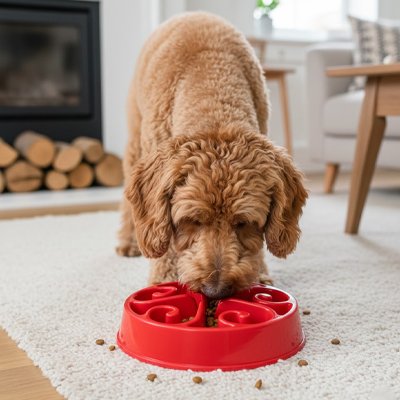 Gamelle anti glouton Chien rouge