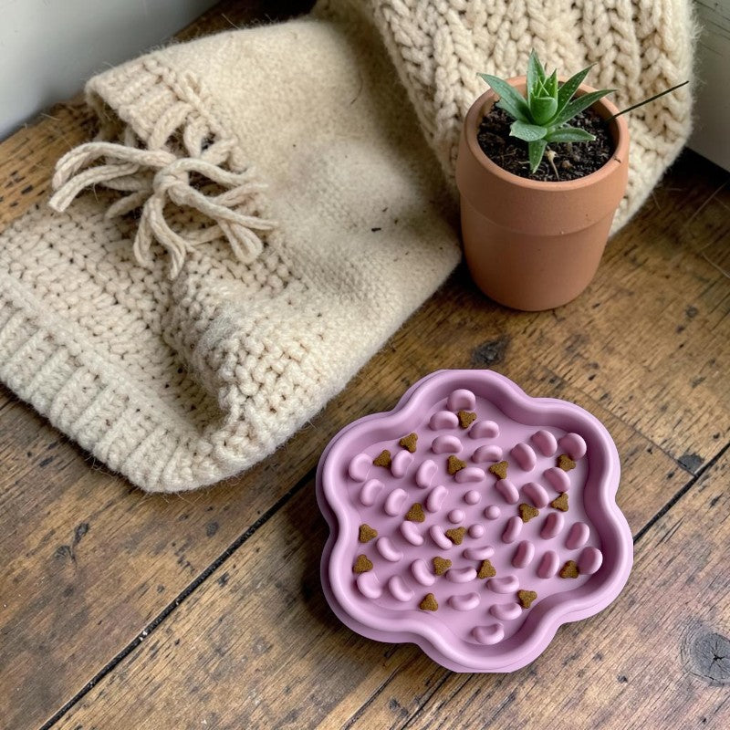 gamelle anti glouton forme de fleur rose