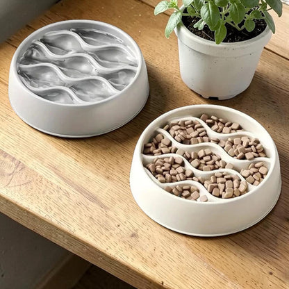gamelle anti glouton avec relief blanc et gris