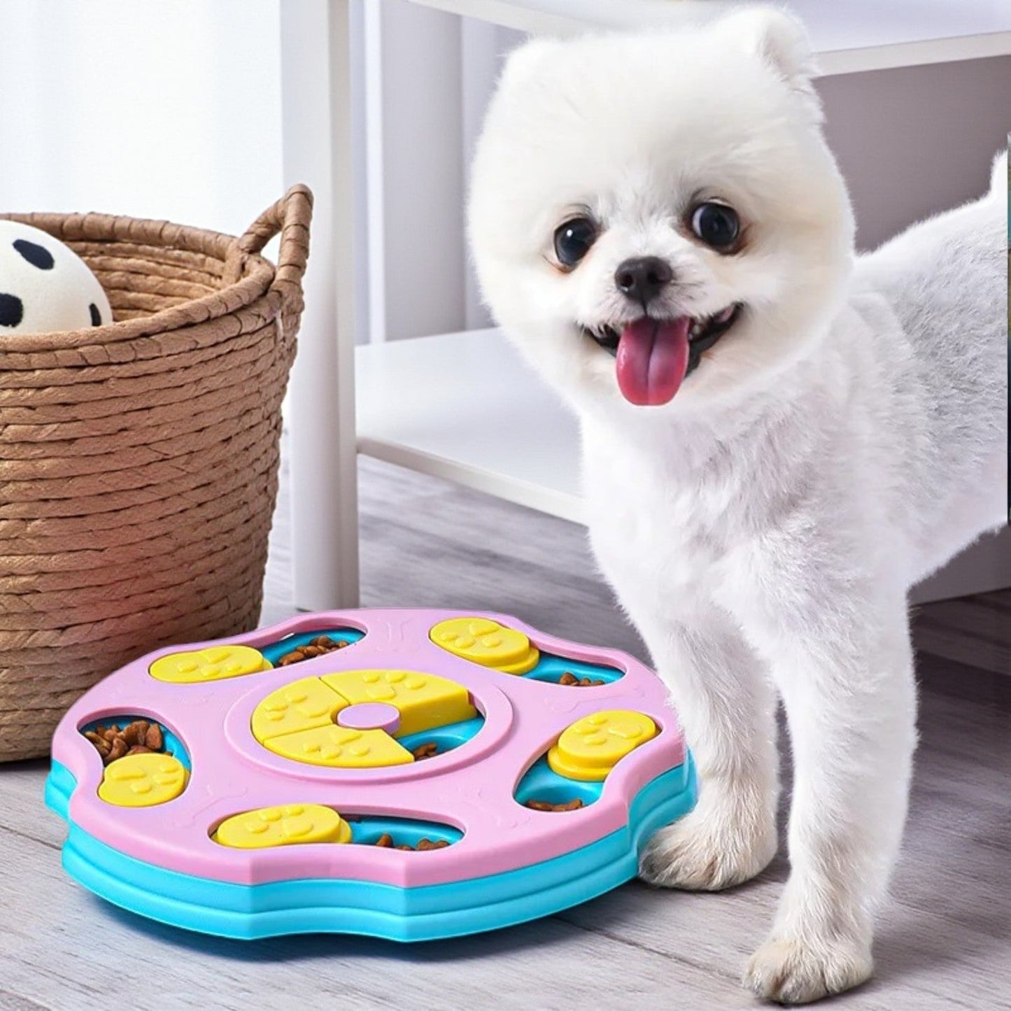 Gamelle anti glouton pour chien rose