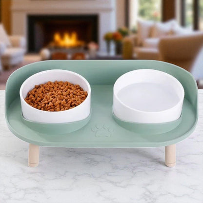 Gamelle Chien Surélevée avec bols blancs