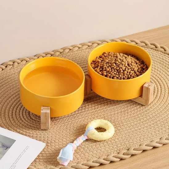 gamelle chien surelevee duo jaune
