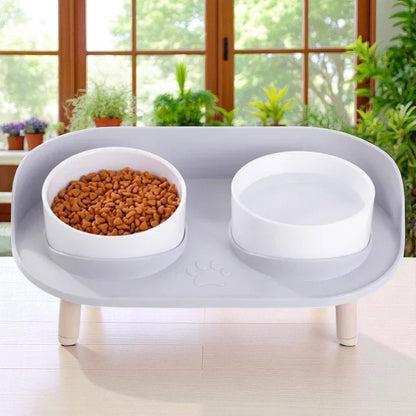 gamelle chien surelevee grise croquettes