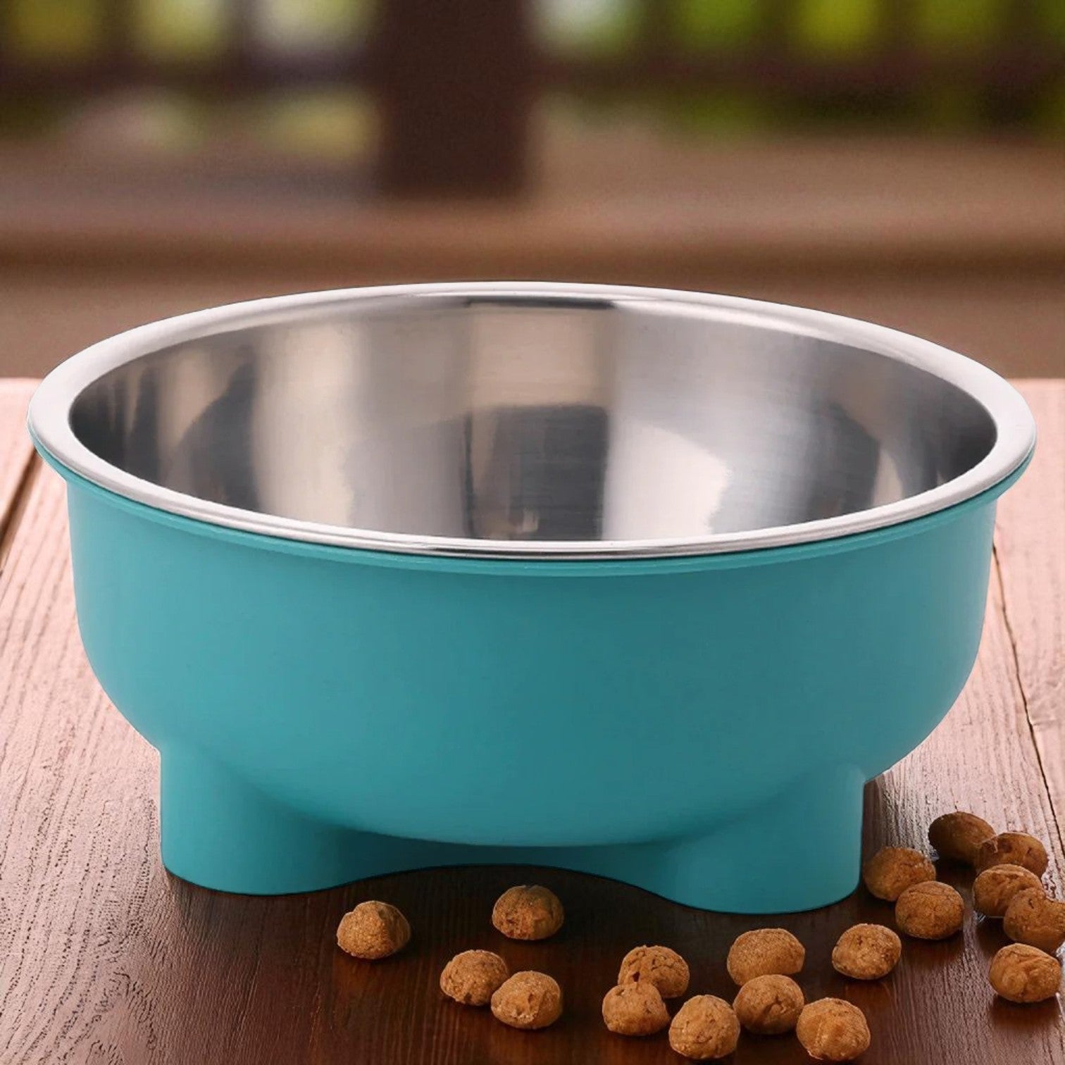 gamelle inox turquoise croquettes