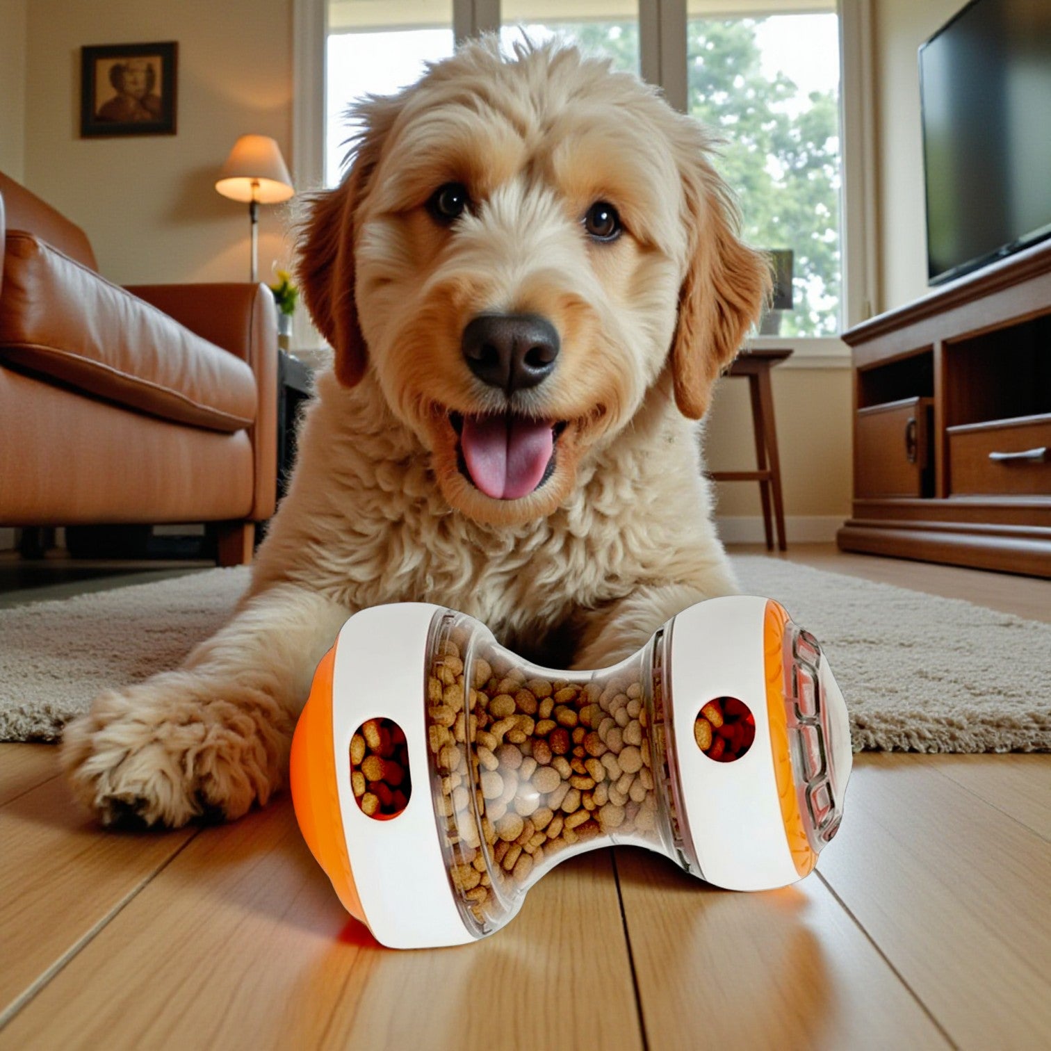 jouet pour chien interactif avec goldendoodle