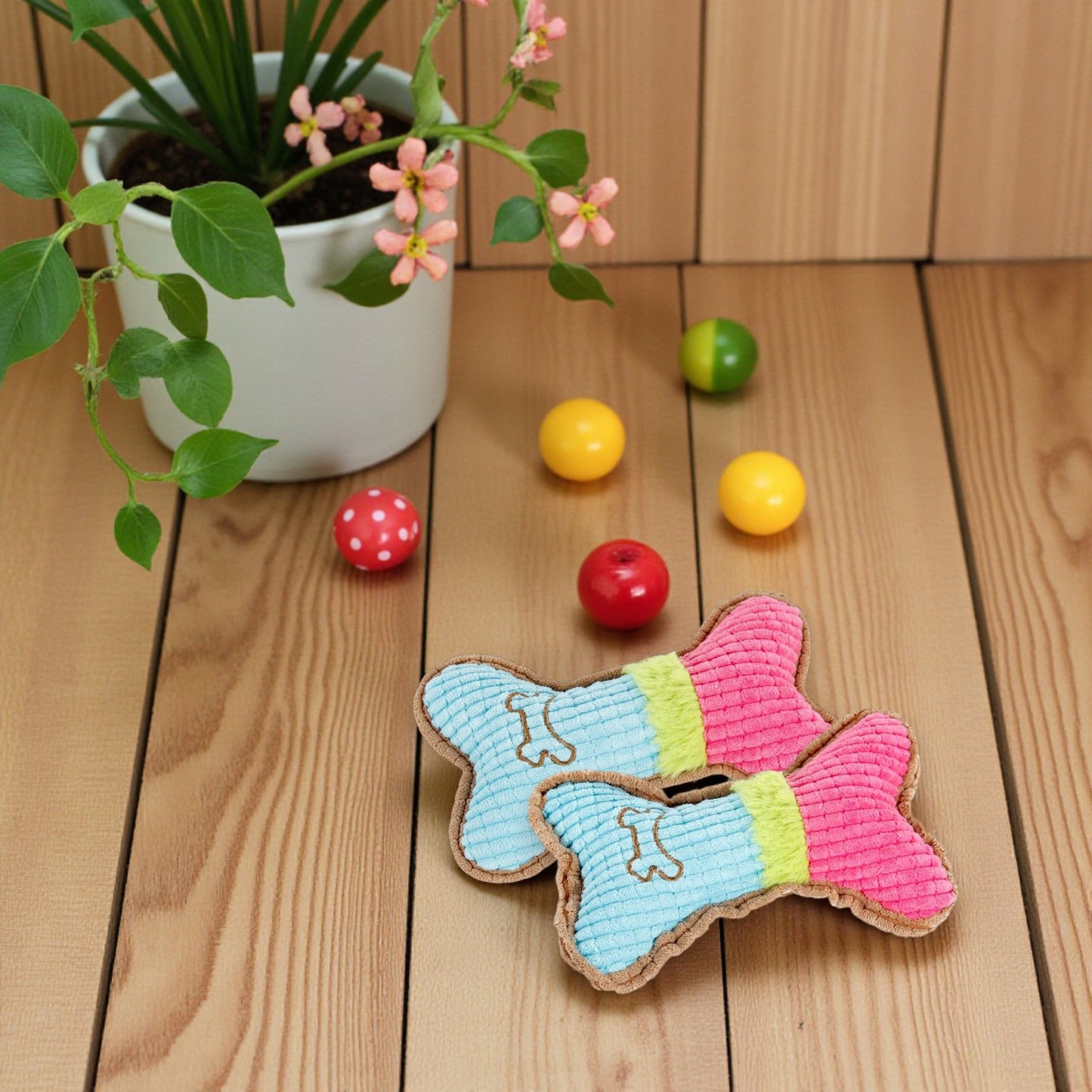 jouet pour chien rose et bleu double
