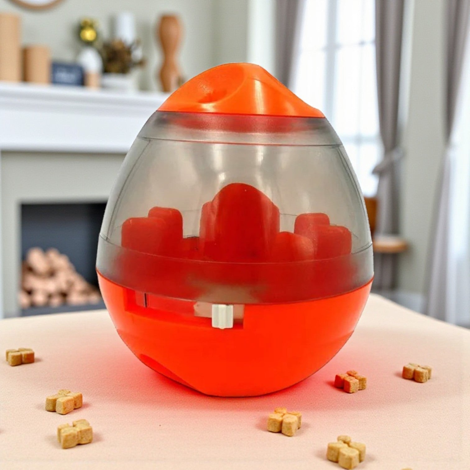 Jouet pour chien rouge avec croquettes