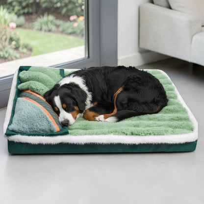 Lit chien en velours  ergonomique chien dort