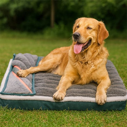 Lit chien en velours ergonomique gris