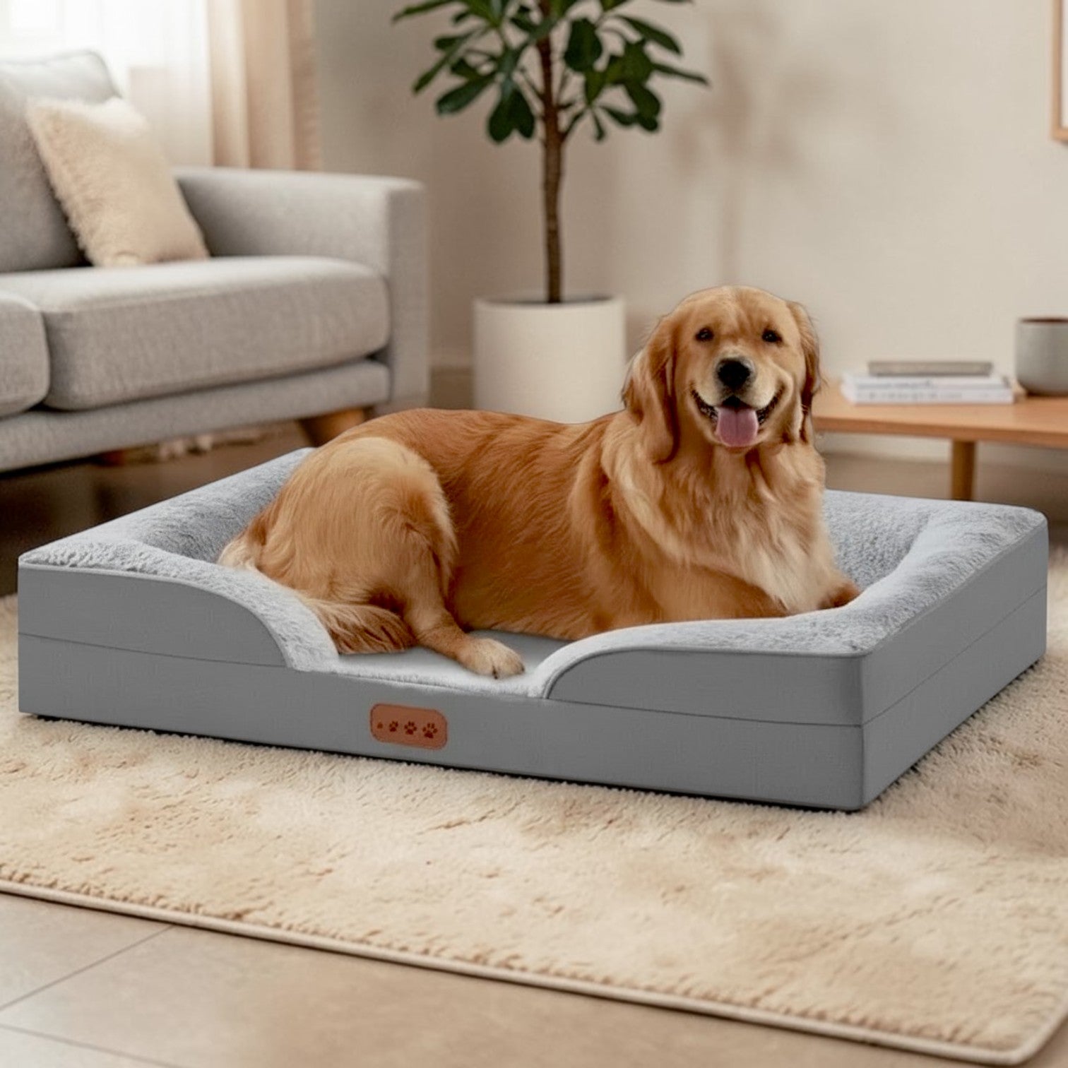 lit pour chien canapé avec golden retriever