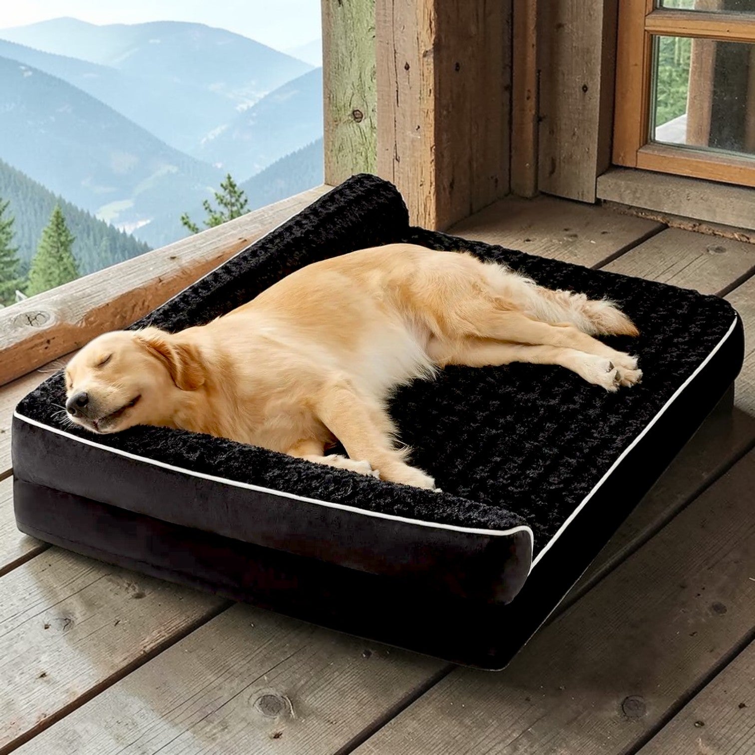 lit pour chien orthopédique confortable noir