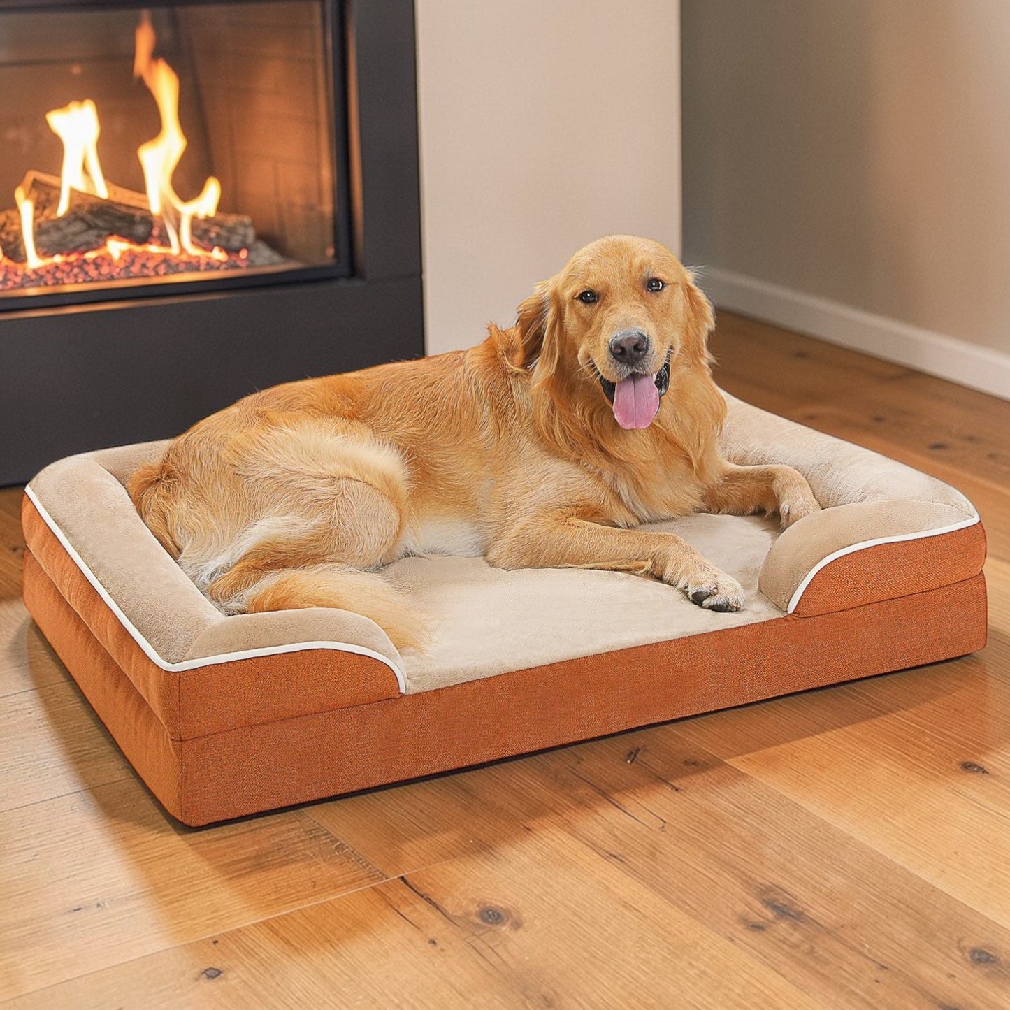 lit pour chien confortable proche foyer