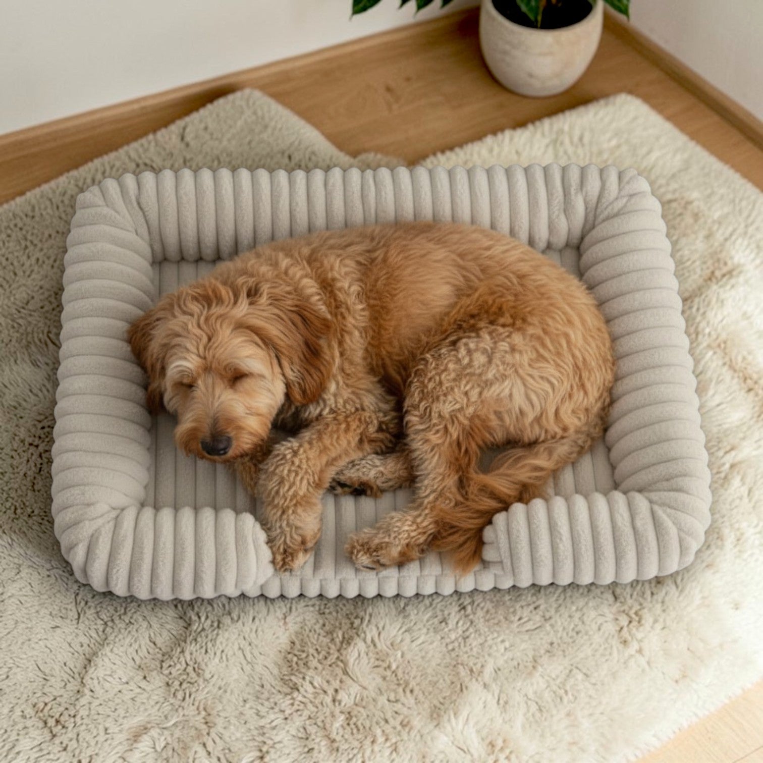 lit pour chien  corduroy blanc concasse