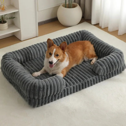 lit pour chien  corduroy en gris fonce