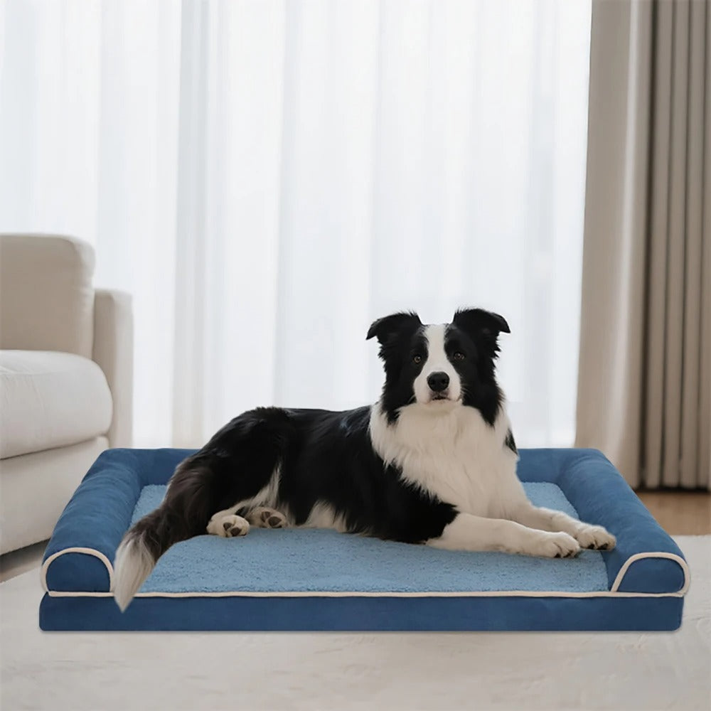 lit pour chien douillet confort bleu