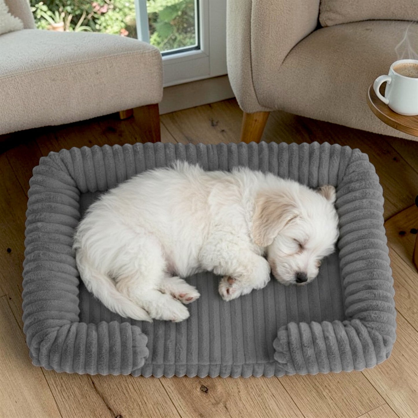 lit pour chien  douillet gris foncé
