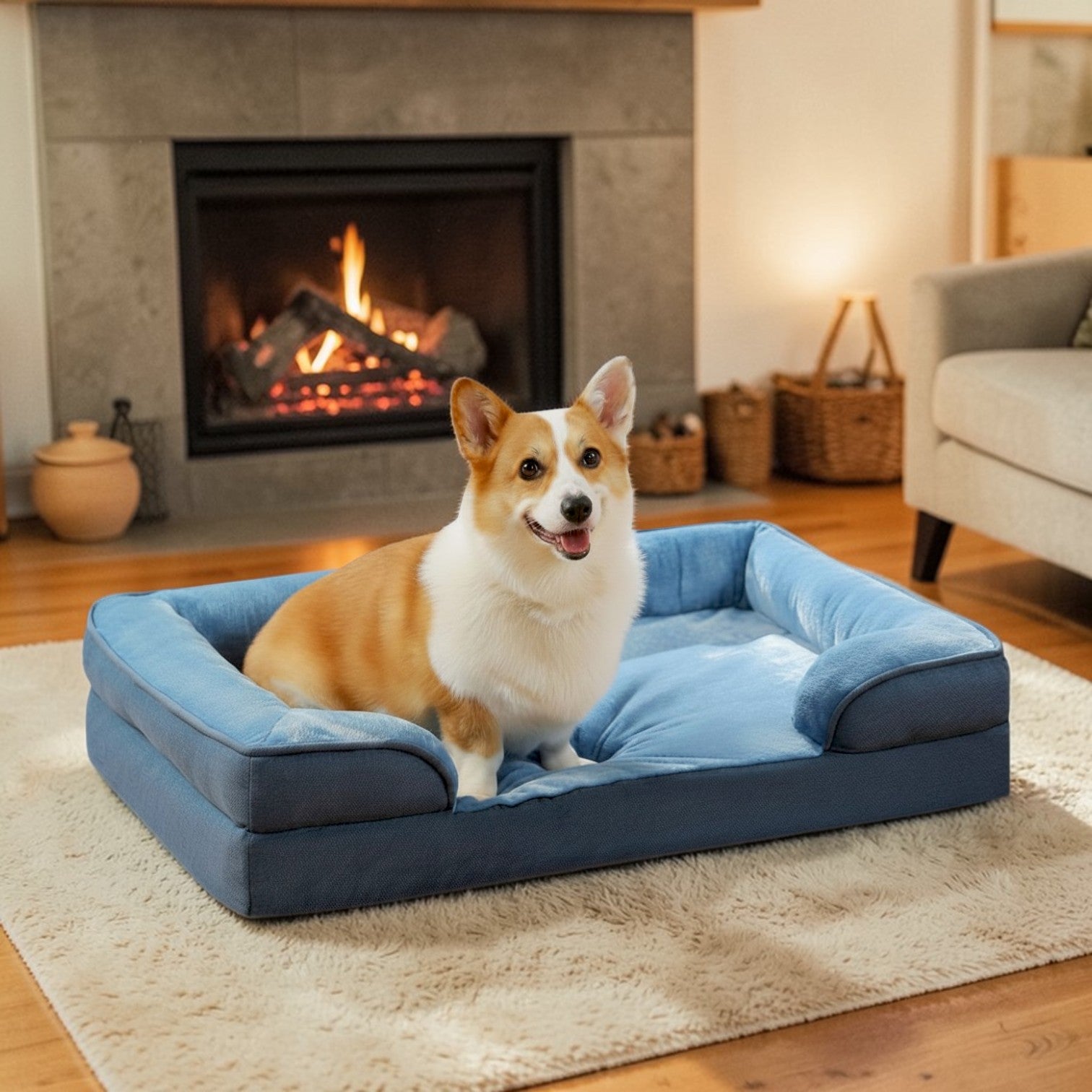 lit pour chien confortable bleu
