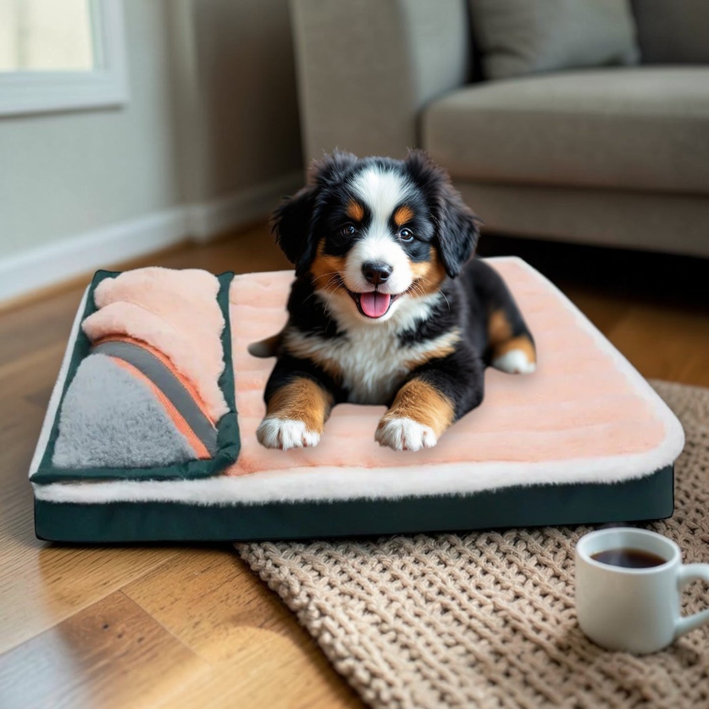Lit chien en velours  rose