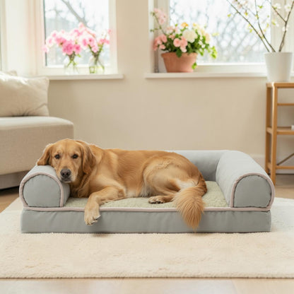 lit pour chien  rebord en suède vert