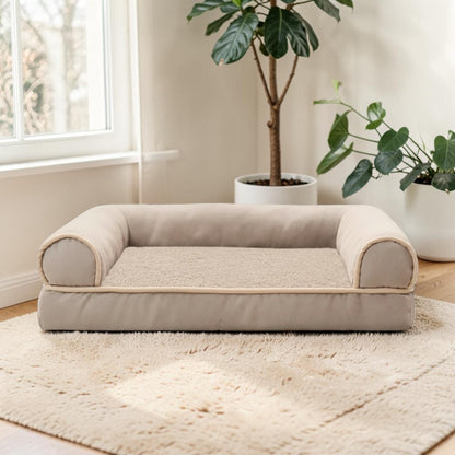 lit pour chien en forme rectangle  beige
