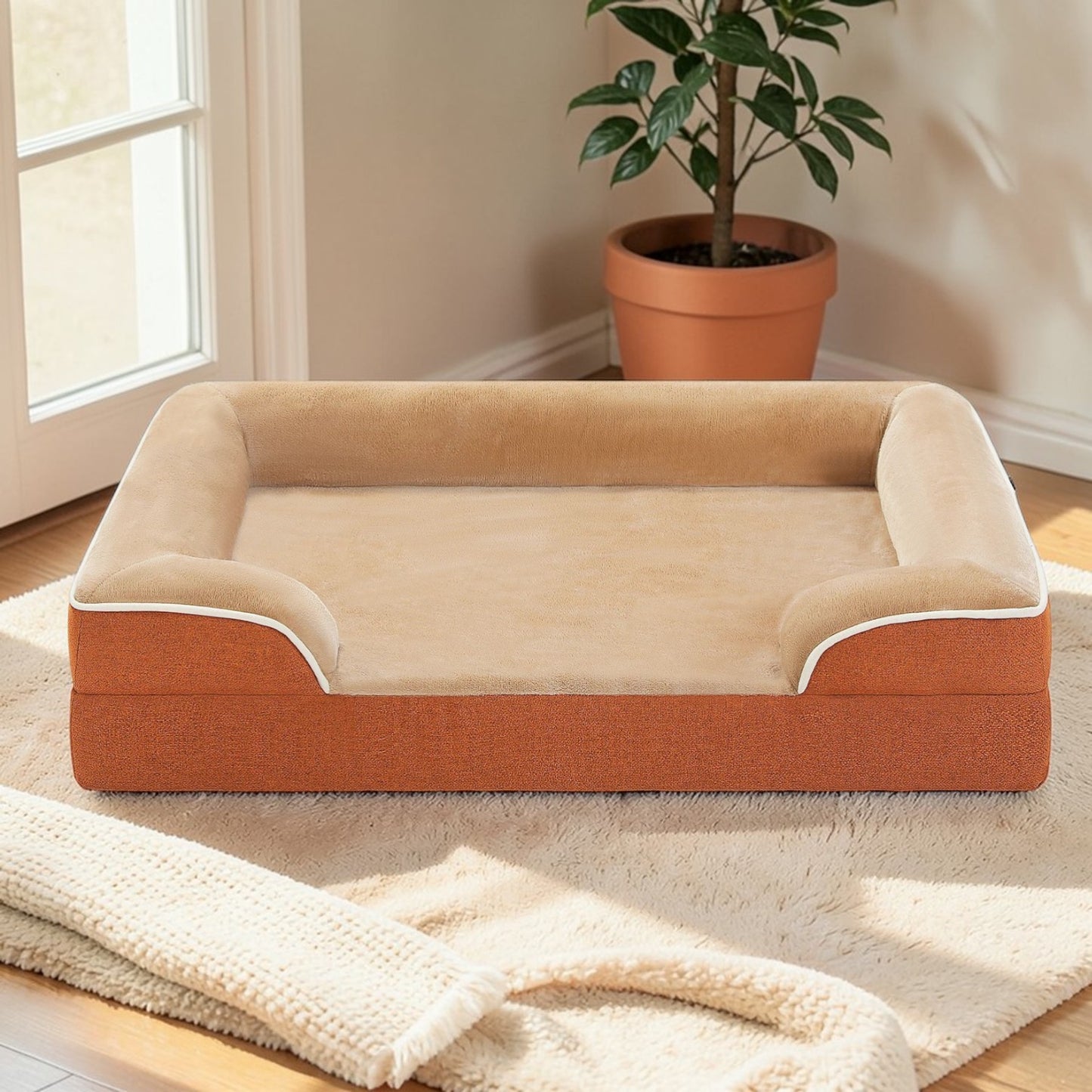 lit pour chien confortable marron