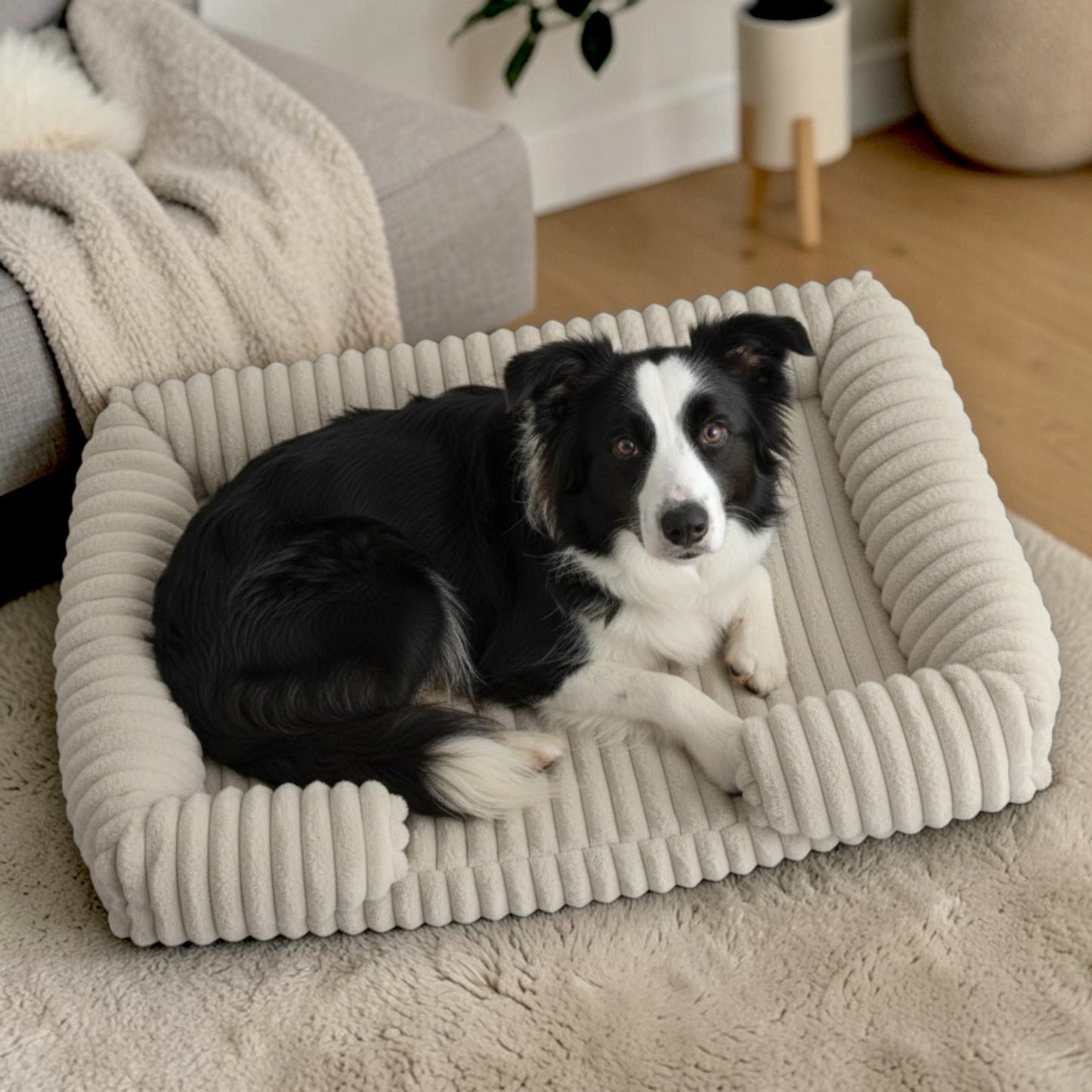 lit pour chien  confortable avec border collie