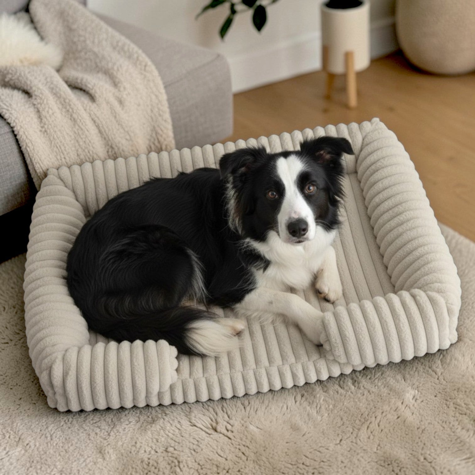 lit pour chien  confortable avec border collie