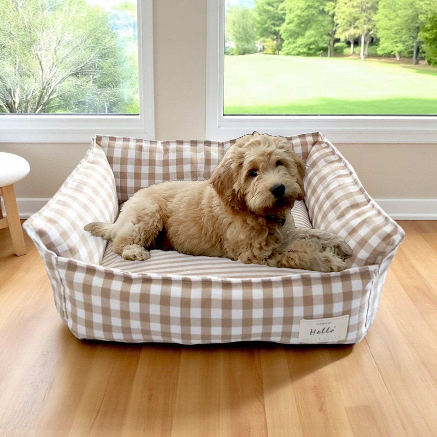 Panier chien beige moelleux