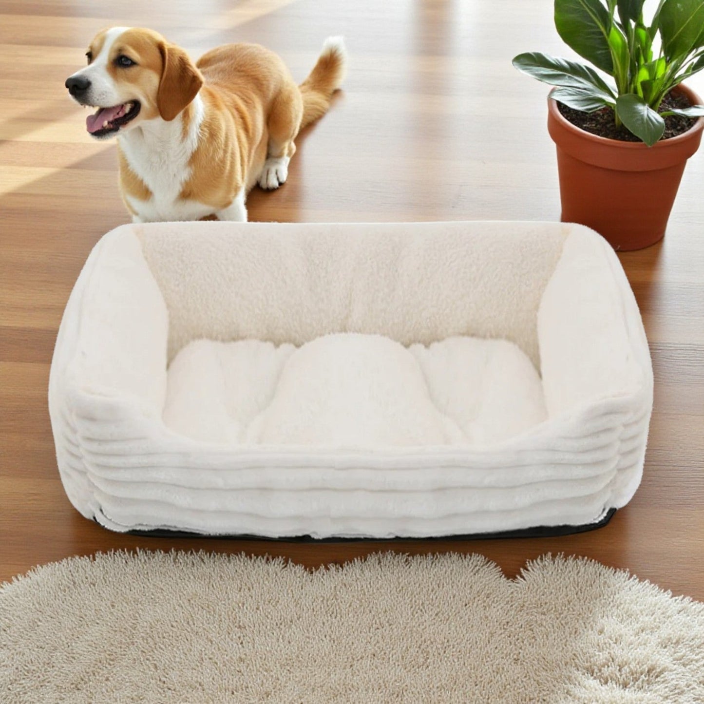 Panier Chien blanc cosy velours