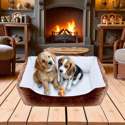 Panier Chien brun cosy velours avec chiots