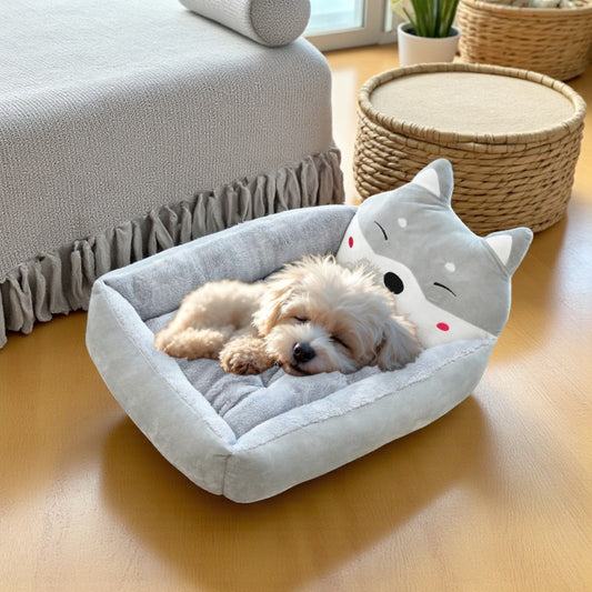 panier chien dessin anime gris chambre