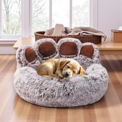 Panier Chien doux moelleux gris