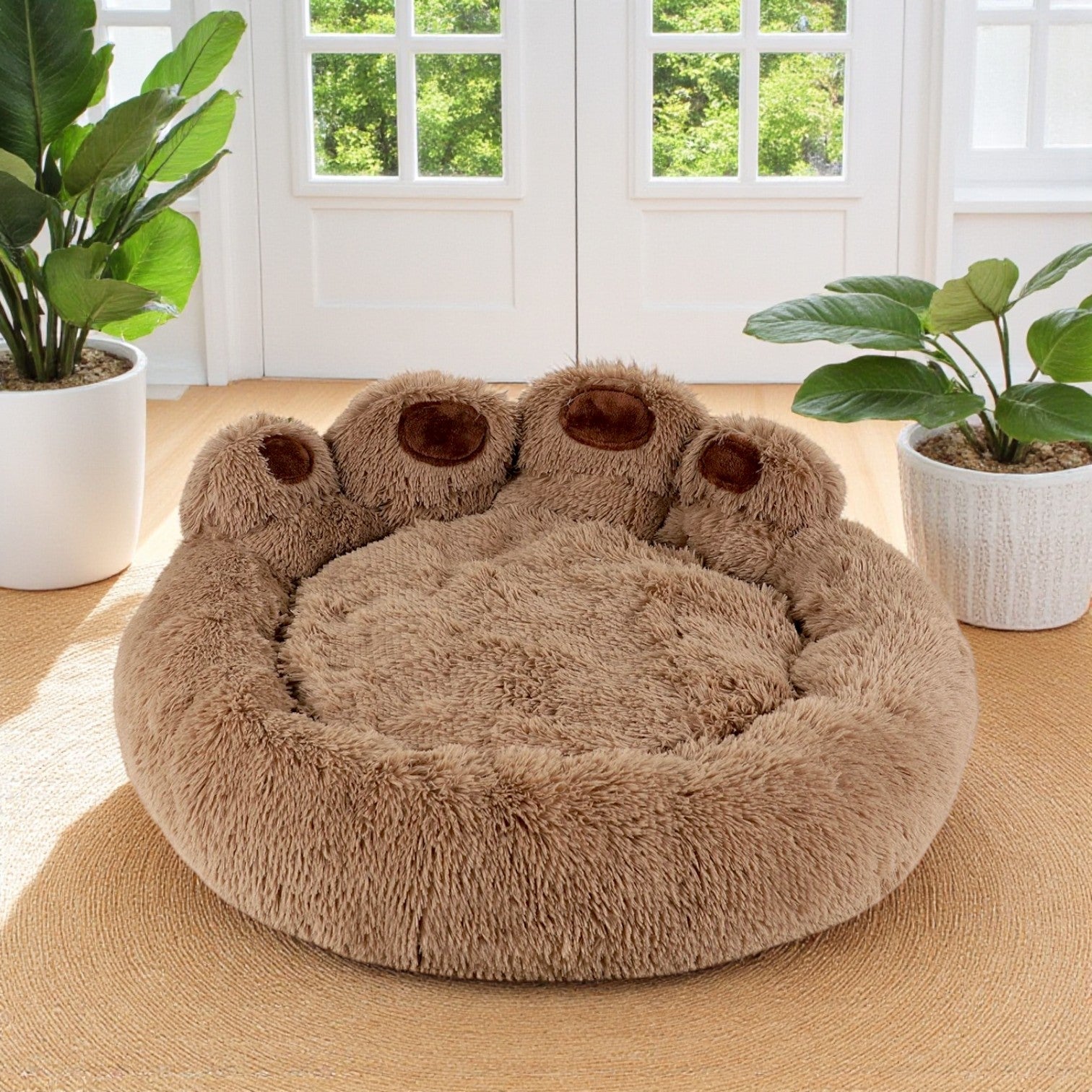 Panier Chien en forme patte chien brun