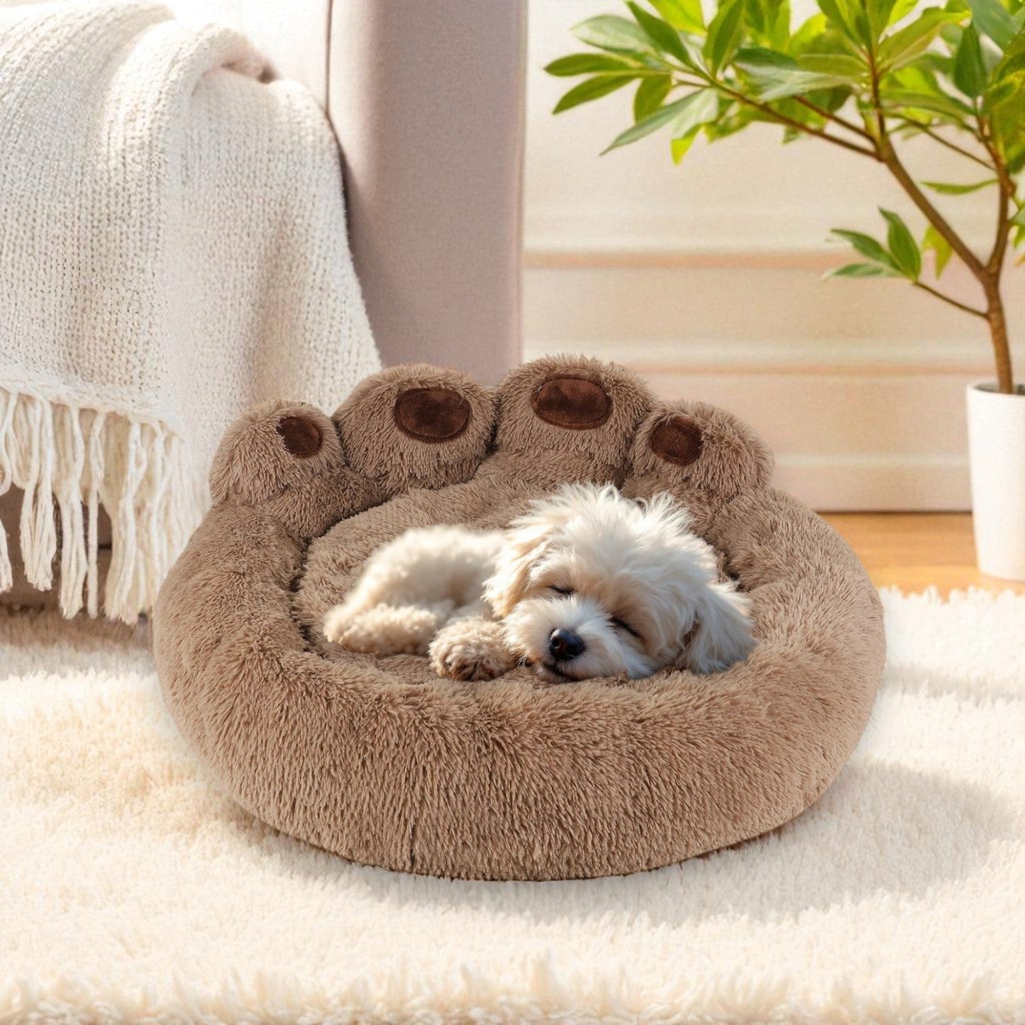 Panier Chien en forme patte chien brun