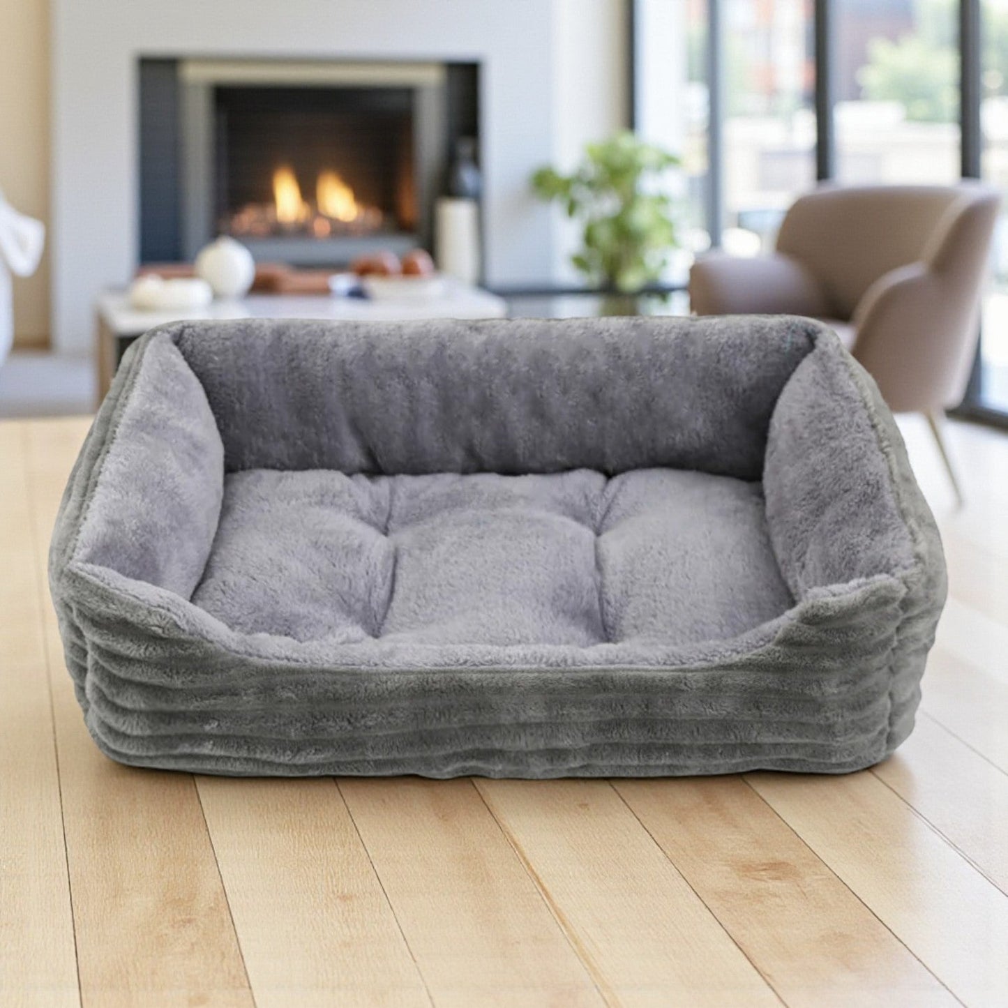 Panier Chien gris fonce cosy velours